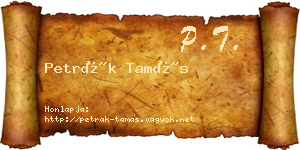 Petrák Tamás névjegykártya